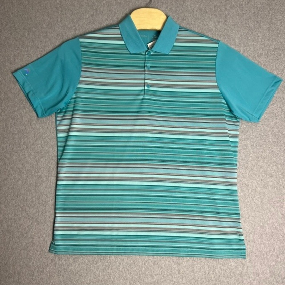 NWT Antigua‎ Men's Turquoise/Blue/Green Striped Golf Polo Shirt Size X-Large